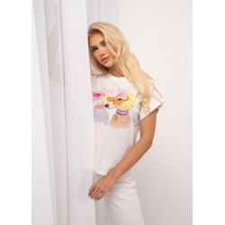 Bluzka z kolorową grafiką psów i napisem