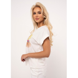 Bluzka z kolorową grafiką psów i napisem