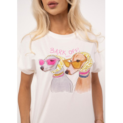 Bluzka z kolorową grafiką psów i napisem