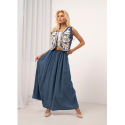 Długa spódnica denimowa z paskiem