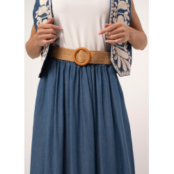 Długa spódnica denimowa z paskiem