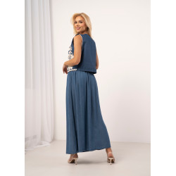 Długa spódnica denimowa z paskiem