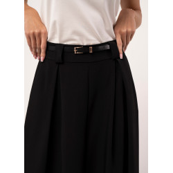Szerokie spodnie palazzo w kant z paskiem