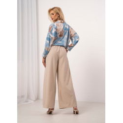 Spodnie typu palazzo z zakładkami i paskiem