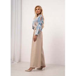 Spodnie typu palazzo z zakładkami i paskiem