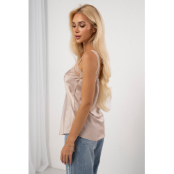 Satynowy top bieliźniany z koronkowym dekoltem