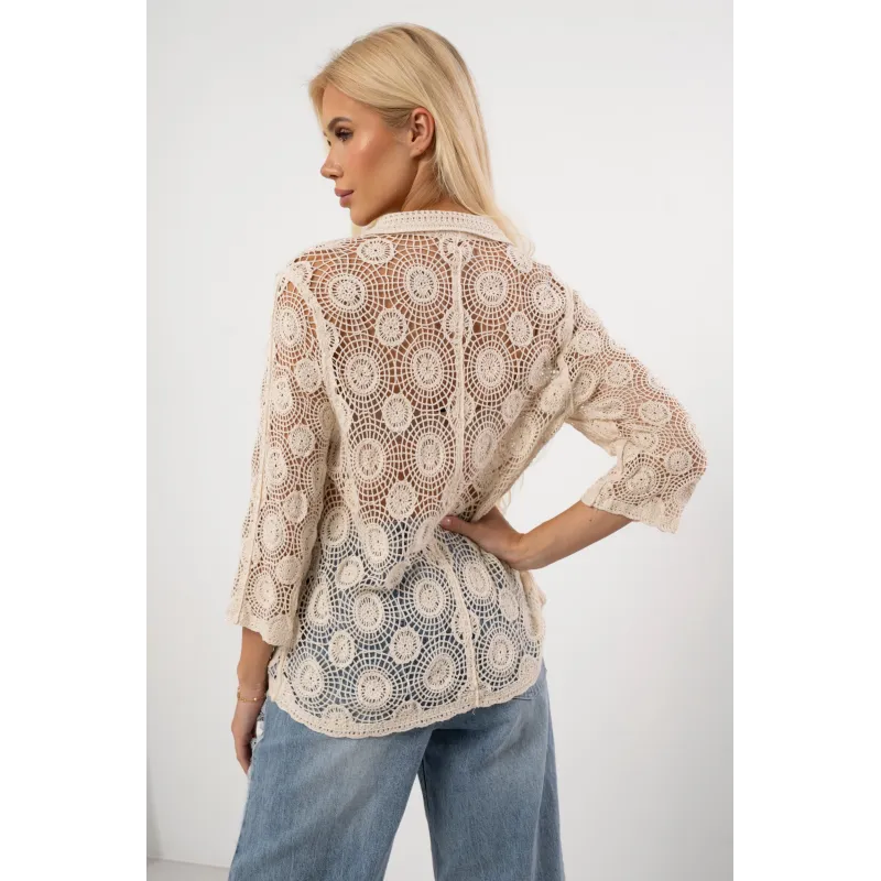 Koszula z koronki gipiurowej w kwiatowe wzory