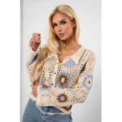 Ażurowa koszula z motywem kwiatowym