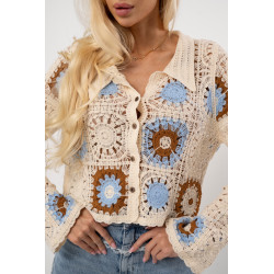Ażurowa koszula z motywem kwiatowym