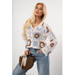 Ażurowa koszula z motywem kwiatowym