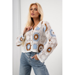 Ażurowa koszula z motywem kwiatowym