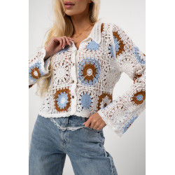 Ażurowa koszula z motywem kwiatowym