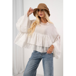 Luźna bluzka boho z szerokimi rękawami i falbanami