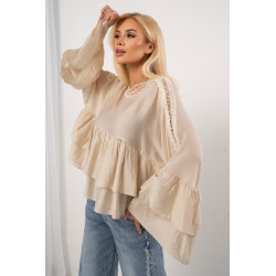 Luźna bluzka boho z szerokimi rękawami i falbanami