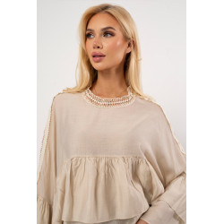 Luźna bluzka boho z szerokimi rękawami i falbanami