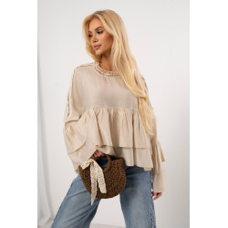 Luźna bluzka boho z szerokimi rękawami i falbanami