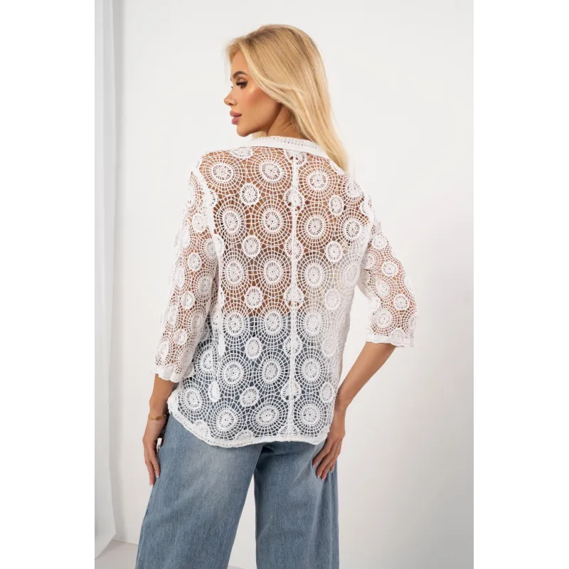 Koszula z koronki gipiurowej w kwiatowe wzory