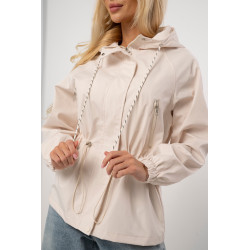 Kurtka przejściowa z kapturem i regulacją w talii