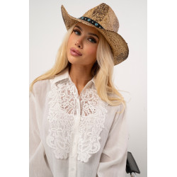 Bawełniana koszula z koronkowym kołnierzem