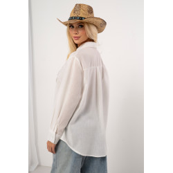 Bawełniana koszula z koronkowym kołnierzem