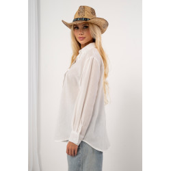 Bawełniana koszula z koronkowym kołnierzem