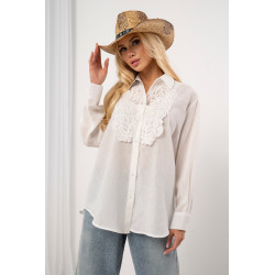 Bawełniana koszula z koronkowym kołnierzem
