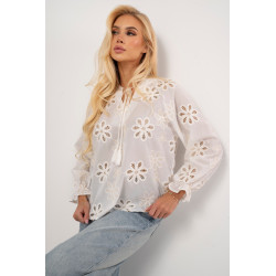 Bluzka boho z haftowanymi kwiatami i chwostami