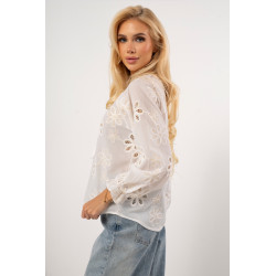 Bluzka boho z haftowanymi kwiatami i chwostami