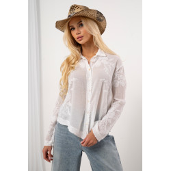 Lekka koszula z haftem i ozdobnym wykończeniem