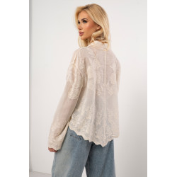 Lekka koszula z haftem i ozdobnym wykończeniem