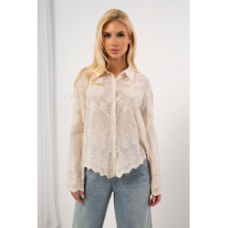 Lekka koszula z haftem i ozdobnym wykończeniem