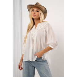 Lekka koszula boho z haftowanym dekoltem
