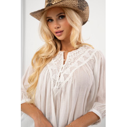 Lekka koszula boho z haftowanym dekoltem