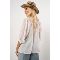 Lekka koszula boho z haftowanym dekoltem