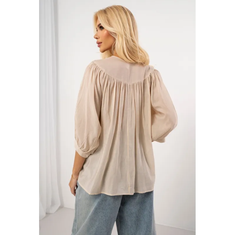 Lekka koszula boho z haftowanym dekoltem