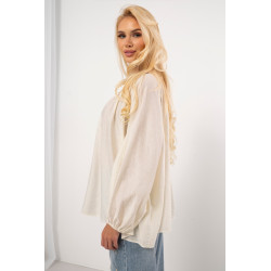 Muślinowa bluzka z biżuteryjnym wykończeniem