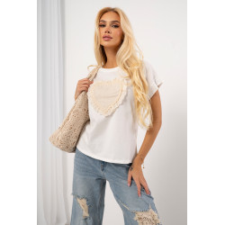 Bawełniana koszulka z koronkowym sercem