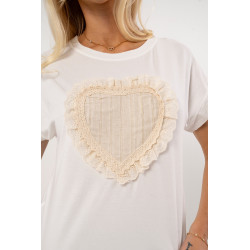 Bawełniana koszulka z koronkowym sercem