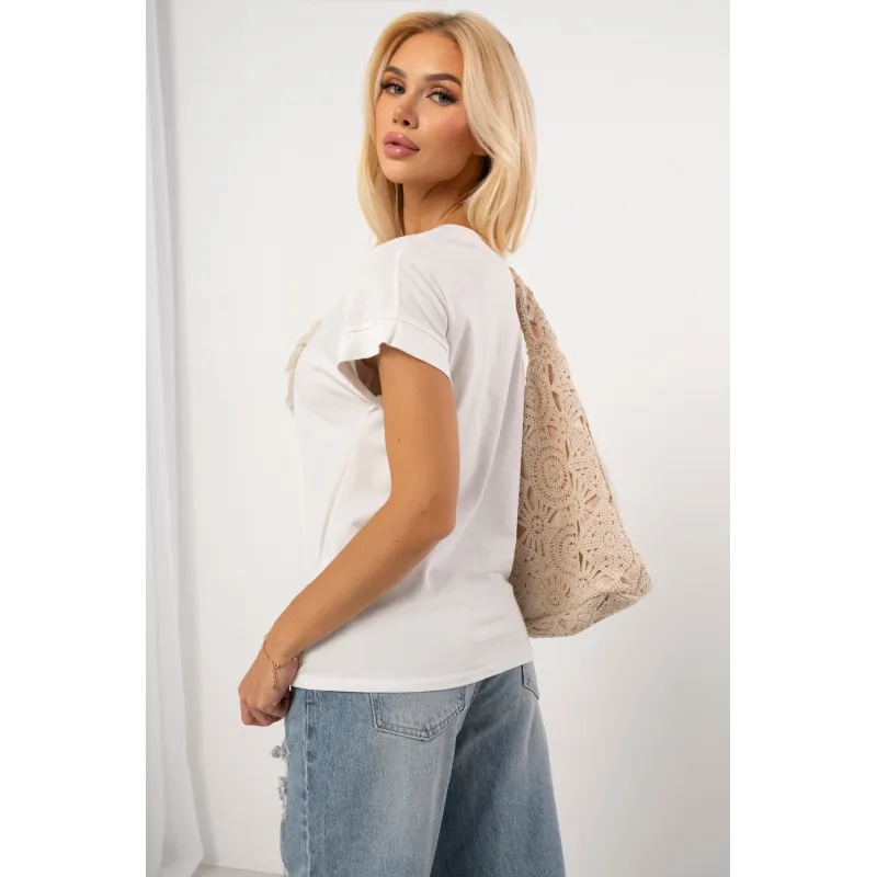 Bawełniana koszulka z koronkowym sercem