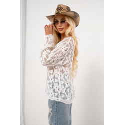Ażurowa bluzka z siateczki w kwiatowy wzór