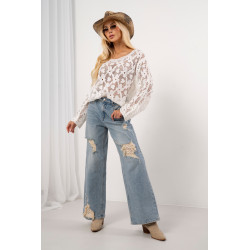 Ażurowa bluzka z siateczki w kwiatowy wzór