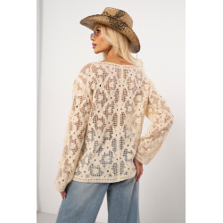 Ażurowa bluzka z siateczki w kwiatowy wzór