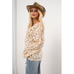 Ażurowa bluzka z siateczki w kwiatowy wzór