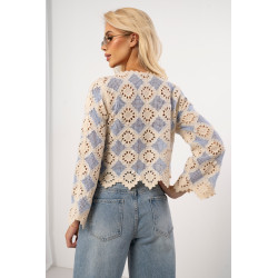 Ażurowa bluzka boho z rozszerzanymi rękawami