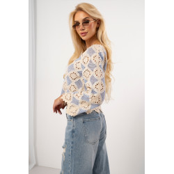 Ażurowa bluzka boho z rozszerzanymi rękawami