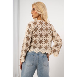 Ażurowa bluzka boho z rozszerzanymi rękawami