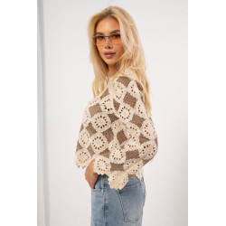 Ażurowa bluzka boho z rozszerzanymi rękawami
