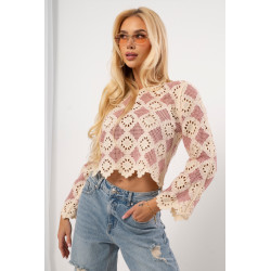 Ażurowa bluzka boho z rozszerzanymi rękawami