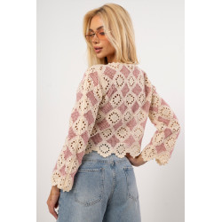 Ażurowa bluzka boho z rozszerzanymi rękawami