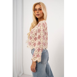 Ażurowa bluzka boho z rozszerzanymi rękawami